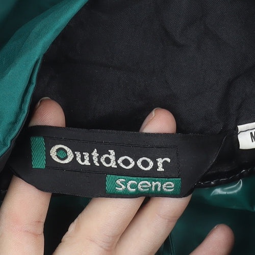 Outdoor Scene Mens Green Rain Coat Jacket M Hooded PVC Waterproof
