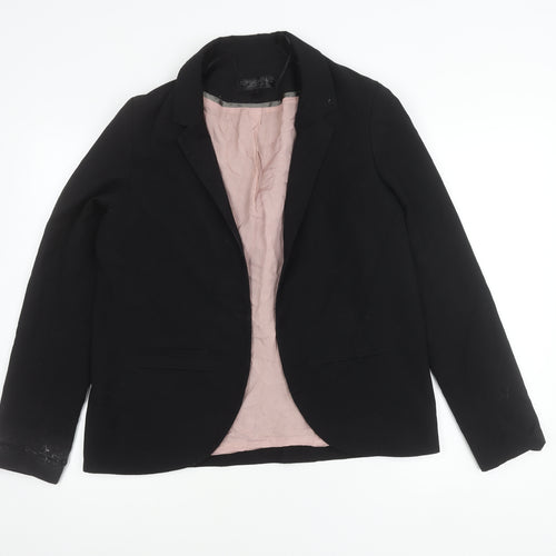 Topshop Women Black Tall Size 14 Blazer Jacket Notch Lapel Workwear