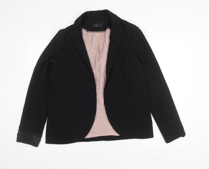 Topshop Women Black Tall Size 14 Blazer Jacket Notch Lapel Workwear