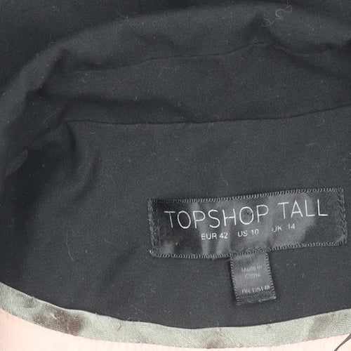 Topshop Women Black Tall Size 14 Blazer Jacket Notch Lapel Workwear