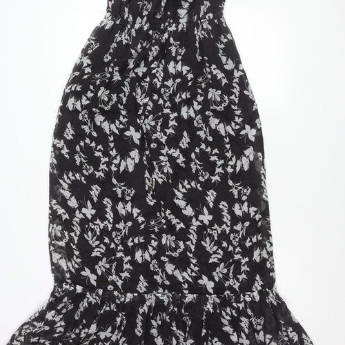 Monsoon Women’s Black Floral Silk One Shoulder Knee Length Dress Size 10