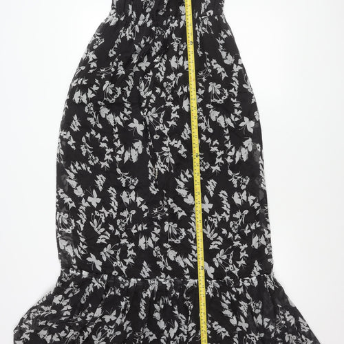 Monsoon Women’s Black Floral Silk One Shoulder Knee Length Dress Size 10