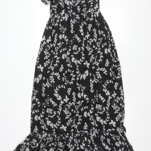 Monsoon Women’s Black Floral Silk One Shoulder Knee Length Dress Size 10