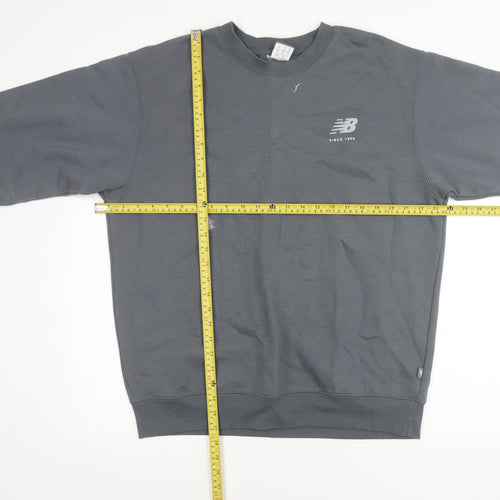 New Balance Mens Grey Sweatshirt M Crew Neck Pullover Logo Sportswear
