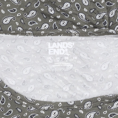 Lands' End Womens Green Paisley Scoop Neck T-Shirt Size M