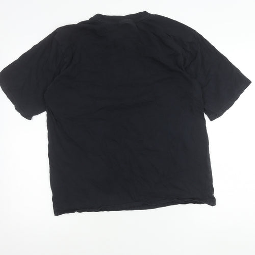 FILA Womens Black Floral Logo T-Shirt Size M Short Sleeve Cotton