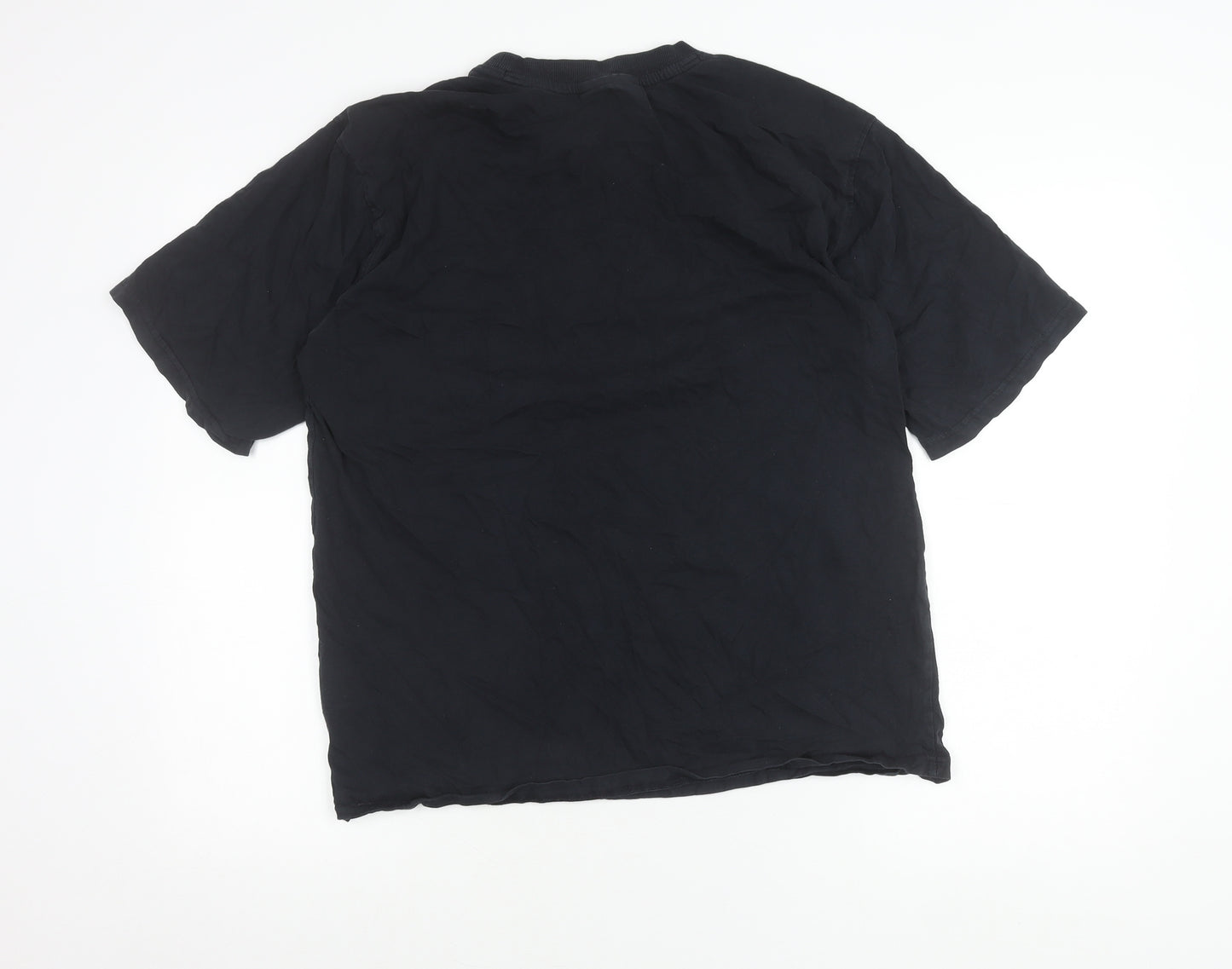 FILA Womens Black Floral Logo T-Shirt Size M Short Sleeve Cotton
