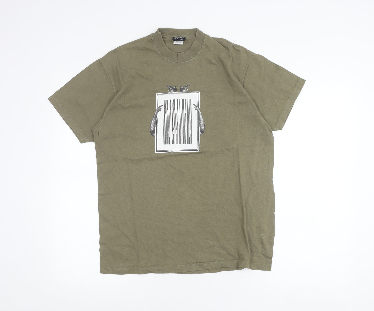 Hayward Gallery Men’s Green Cotton Graphic Art T-Shirt M Vintage