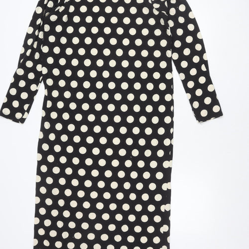 ASOS DESIGN Women’s Black Polka Dot Cotton Bodycon Midi Dress UK 12