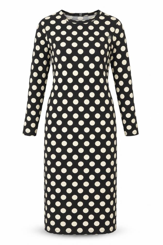 ASOS DESIGN Women’s Black Polka Dot Cotton Bodycon Midi Dress UK 12