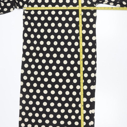 ASOS DESIGN Women’s Black Polka Dot Cotton Bodycon Midi Dress UK 12
