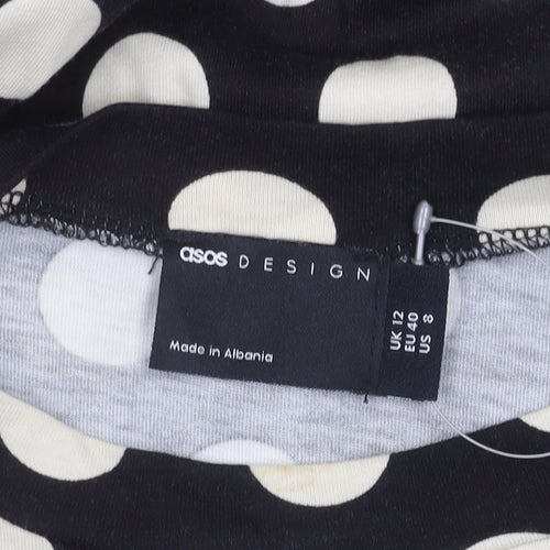 ASOS DESIGN Women’s Black Polka Dot Cotton Bodycon Midi Dress UK 12