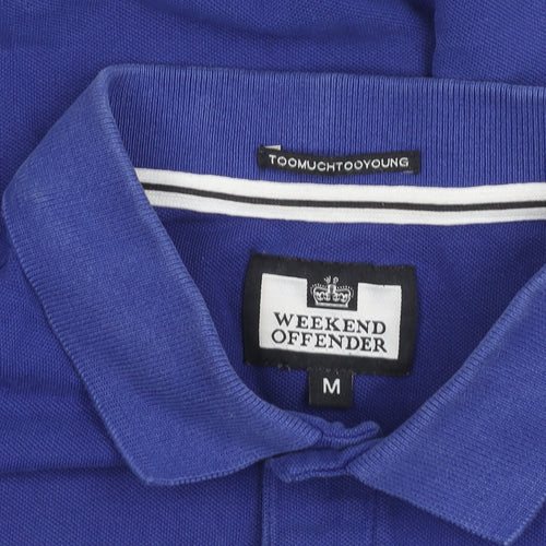 Weekend Offender Men's Blue Cotton Polo Shirt Size M Short Sleeve