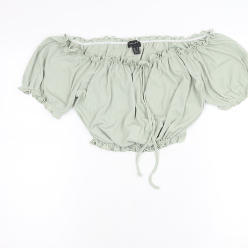 New Look Women's Green Off Shoulder Cropped Blouse Size 14