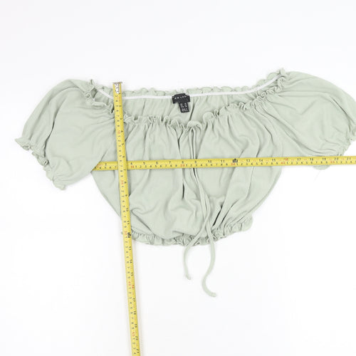 New Look Women's Green Off Shoulder Cropped Blouse Size 14