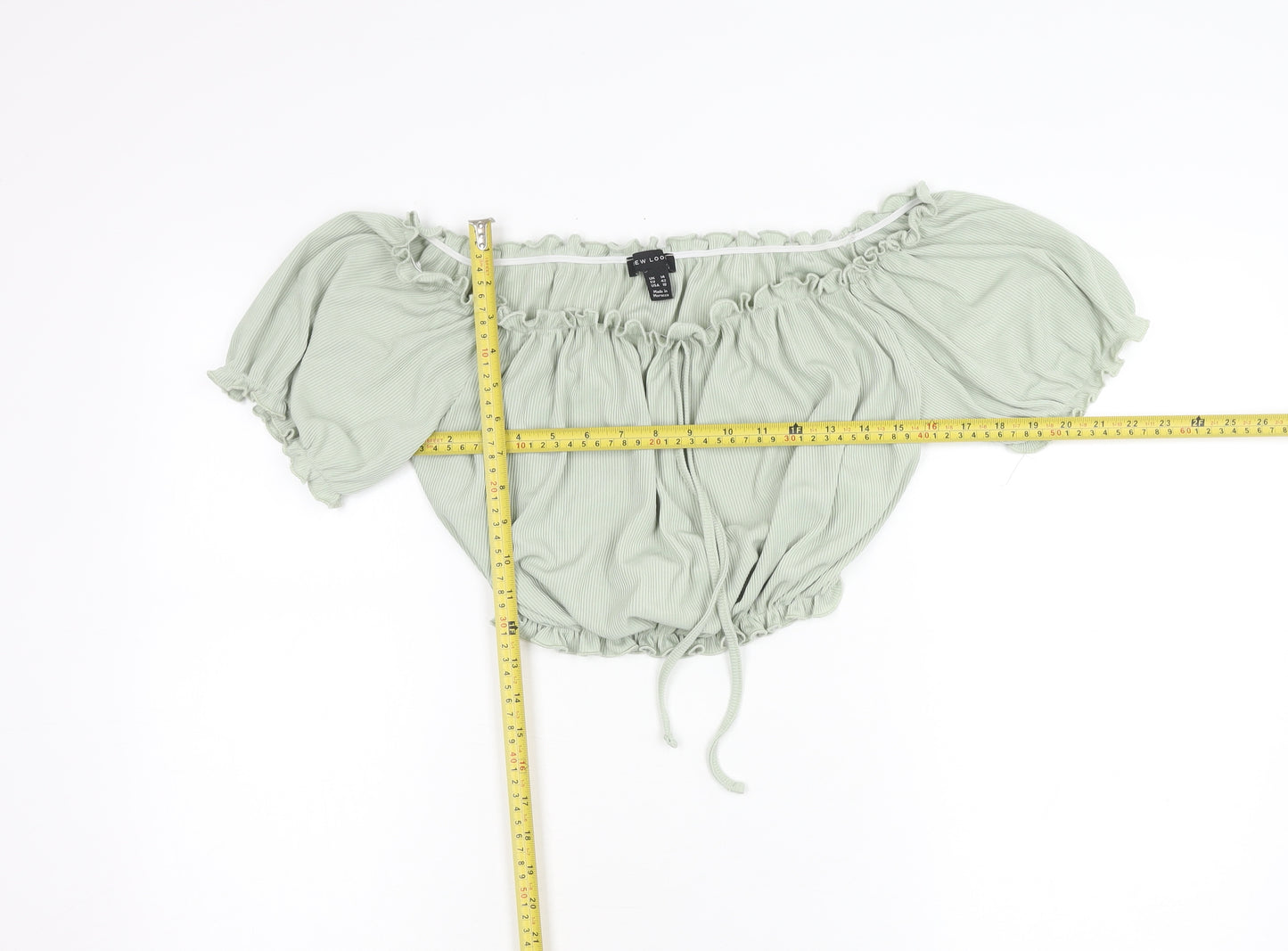 New Look Women's Green Off Shoulder Cropped Blouse Size 14