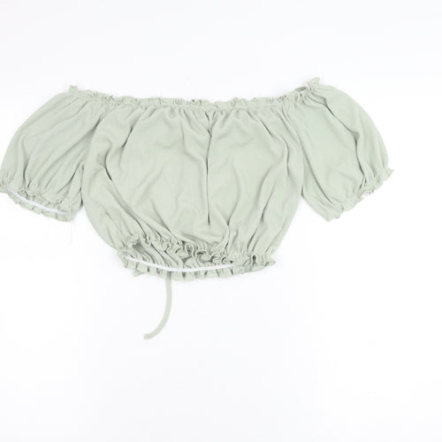 New Look Women's Green Off Shoulder Cropped Blouse Size 14