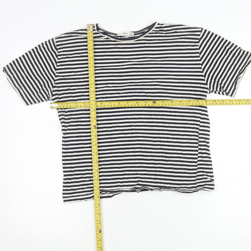 MNG Women’s Black White Striped Short Sleeve Cotton T-Shirt M