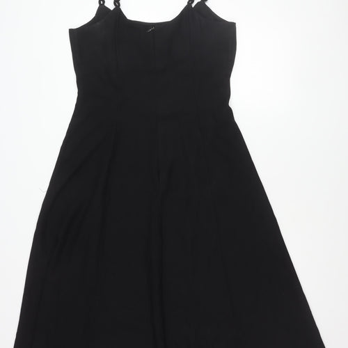 BHS Womens Black Size 14 A-Line Midi Cocktail Dress