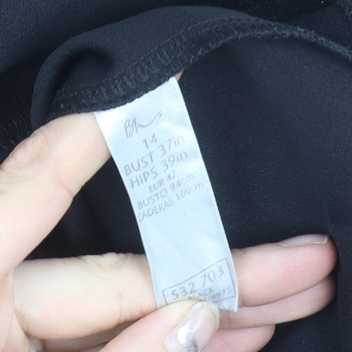 BHS Womens Black Size 14 A-Line Midi Cocktail Dress