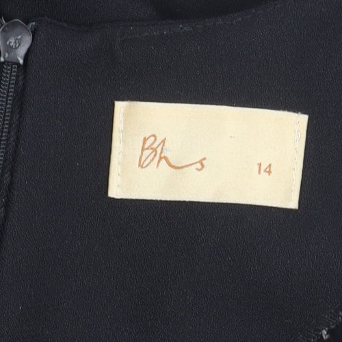 BHS Womens Black Size 14 A-Line Midi Cocktail Dress