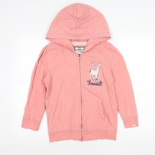 Hamnett Girls Pink Cotton Zip Hoodie Jacket with Hood M