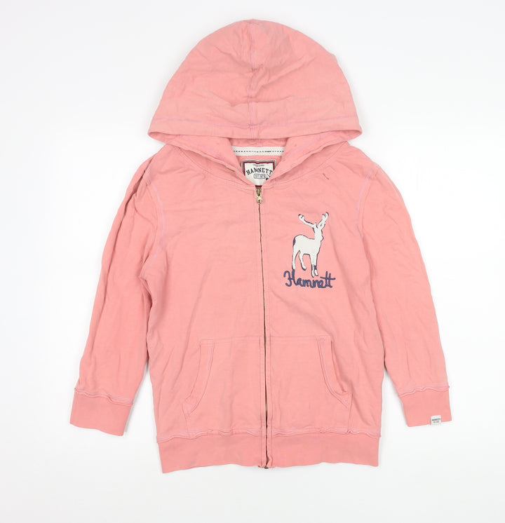 Hamnett Girls Pink Cotton Zip Hoodie Jacket with Hood M