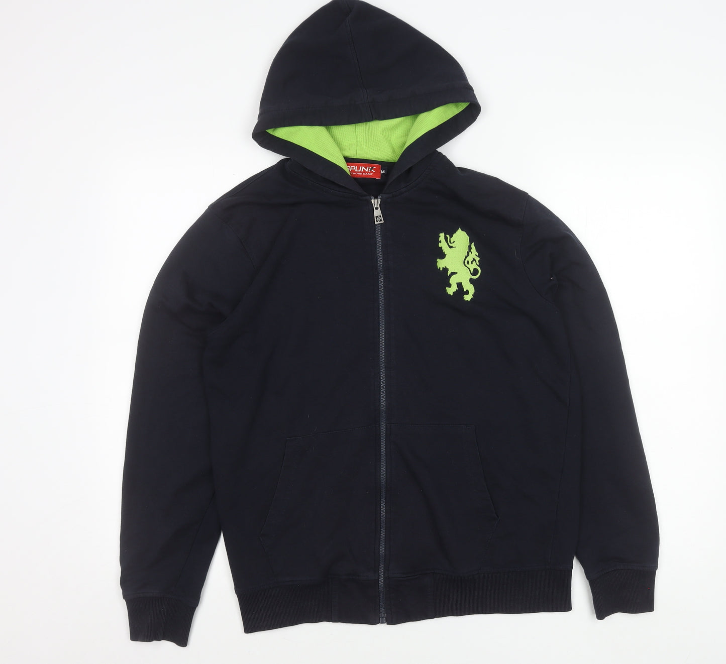 SPUNK Men’s Black Hooded Full Zip Jacket M Cotton Blend