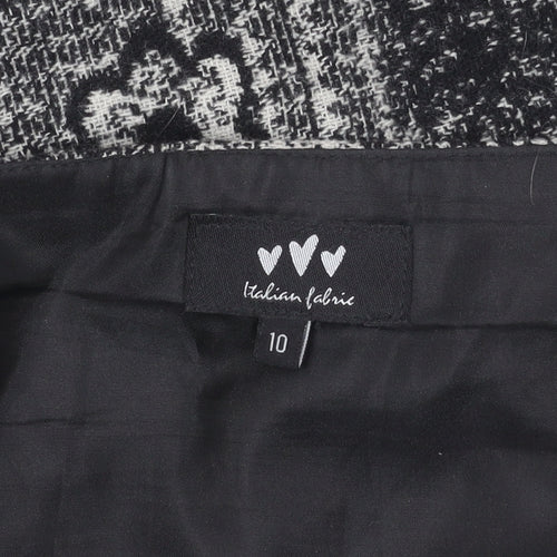 Women's Black Tweed Floral Check Skirt Size 10 Straight Pencil