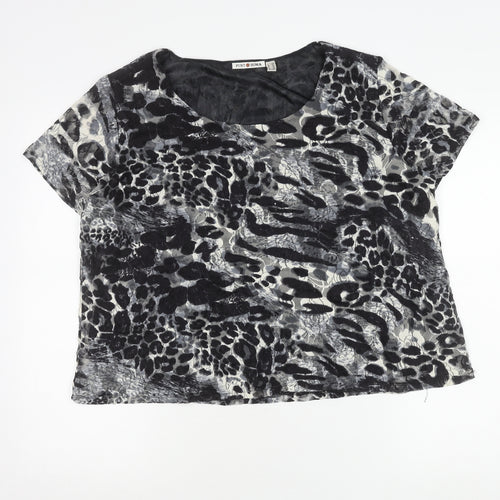 Punt Roma Womens Multicoloured XL Lace Animal Print Short Sleeve T-Shirt