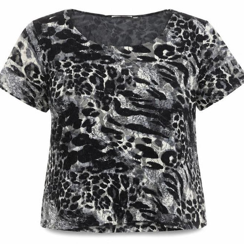 Punt Roma Womens Multicoloured XL Lace Animal Print Short Sleeve T-Shirt