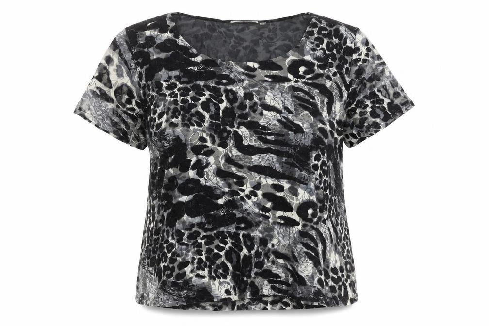 Punt Roma Womens Multicoloured XL Lace Animal Print Short Sleeve T-Shirt
