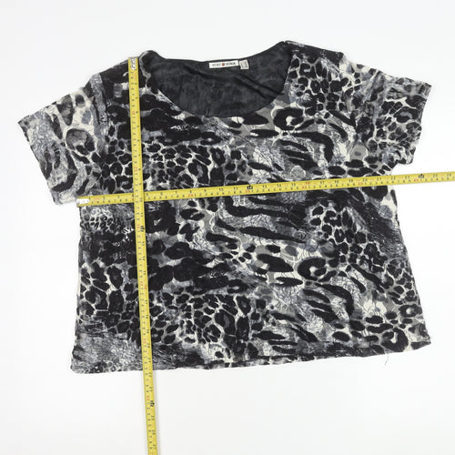Punt Roma Womens Multicoloured XL Lace Animal Print Short Sleeve T-Shirt