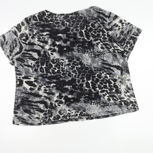 Punt Roma Womens Multicoloured XL Lace Animal Print Short Sleeve T-Shirt