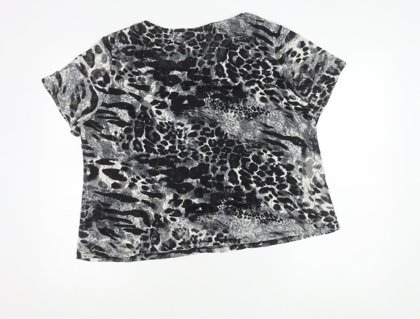 Punt Roma Womens Multicoloured XL Lace Animal Print Short Sleeve T-Shirt