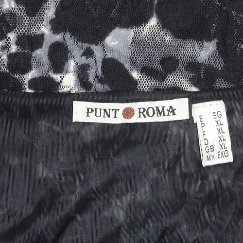 Punt Roma Womens Multicoloured XL Lace Animal Print Short Sleeve T-Shirt