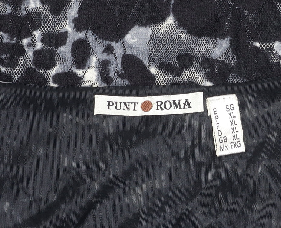 Punt Roma Womens Multicoloured XL Lace Animal Print Short Sleeve T-Shirt