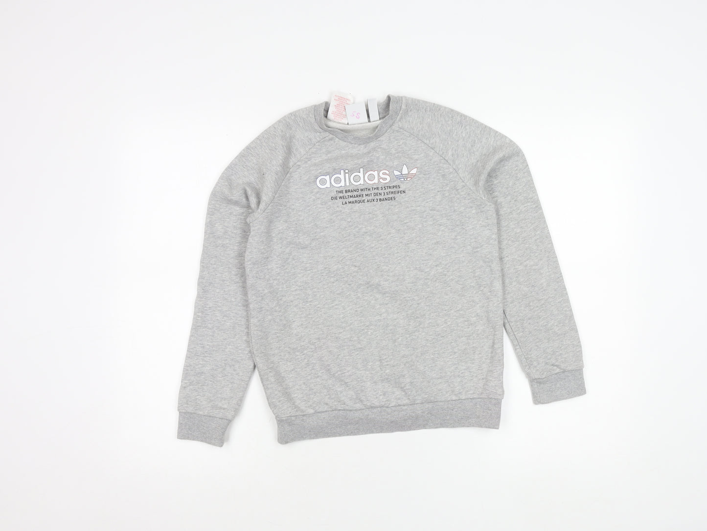 Adidas Girls Grey Logo Sweatshirt 10-11 Years Pullover Crew Neck