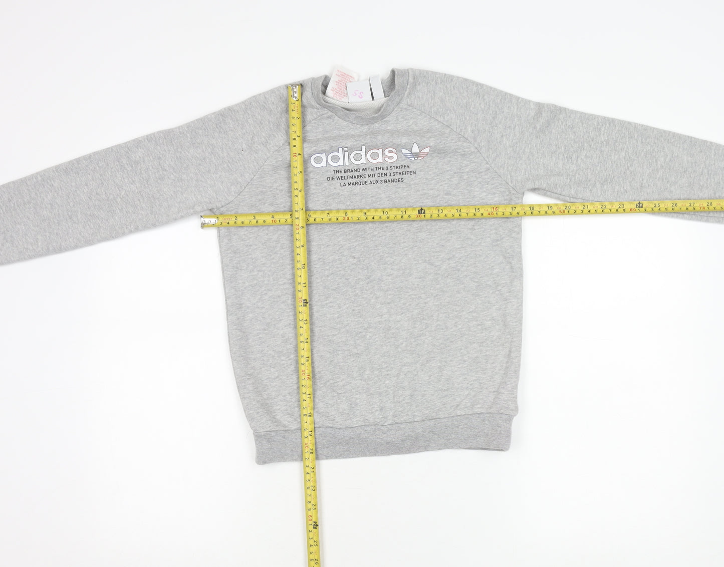 Adidas Girls Grey Logo Sweatshirt 10-11 Years Pullover Crew Neck