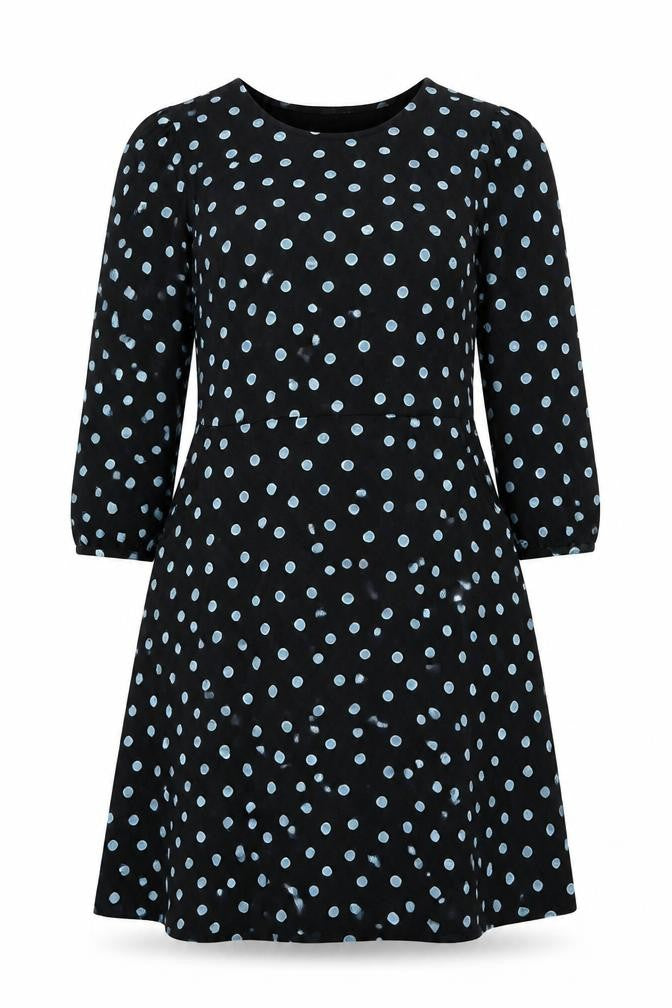Dorothy Perkins Women’s Black Polka Dot A-Line Dress UK 16 Long Sleeve