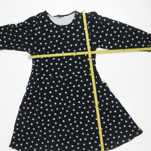 Dorothy Perkins Women’s Black Polka Dot A-Line Dress UK 16 Long Sleeve
