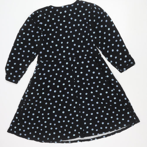 Dorothy Perkins Women’s Black Polka Dot A-Line Dress UK 16 Long Sleeve