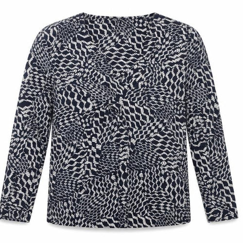 Viyella Womens Blue Geometric Print Tunic Blouse M Viscose 3/4 Sleeve