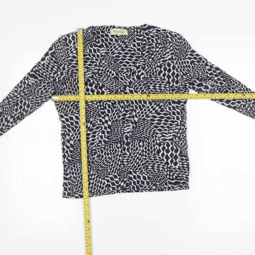 Viyella Womens Blue Geometric Print Tunic Blouse M Viscose 3/4 Sleeve