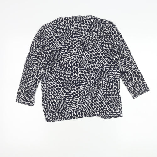 Viyella Womens Blue Geometric Print Tunic Blouse M Viscose 3/4 Sleeve