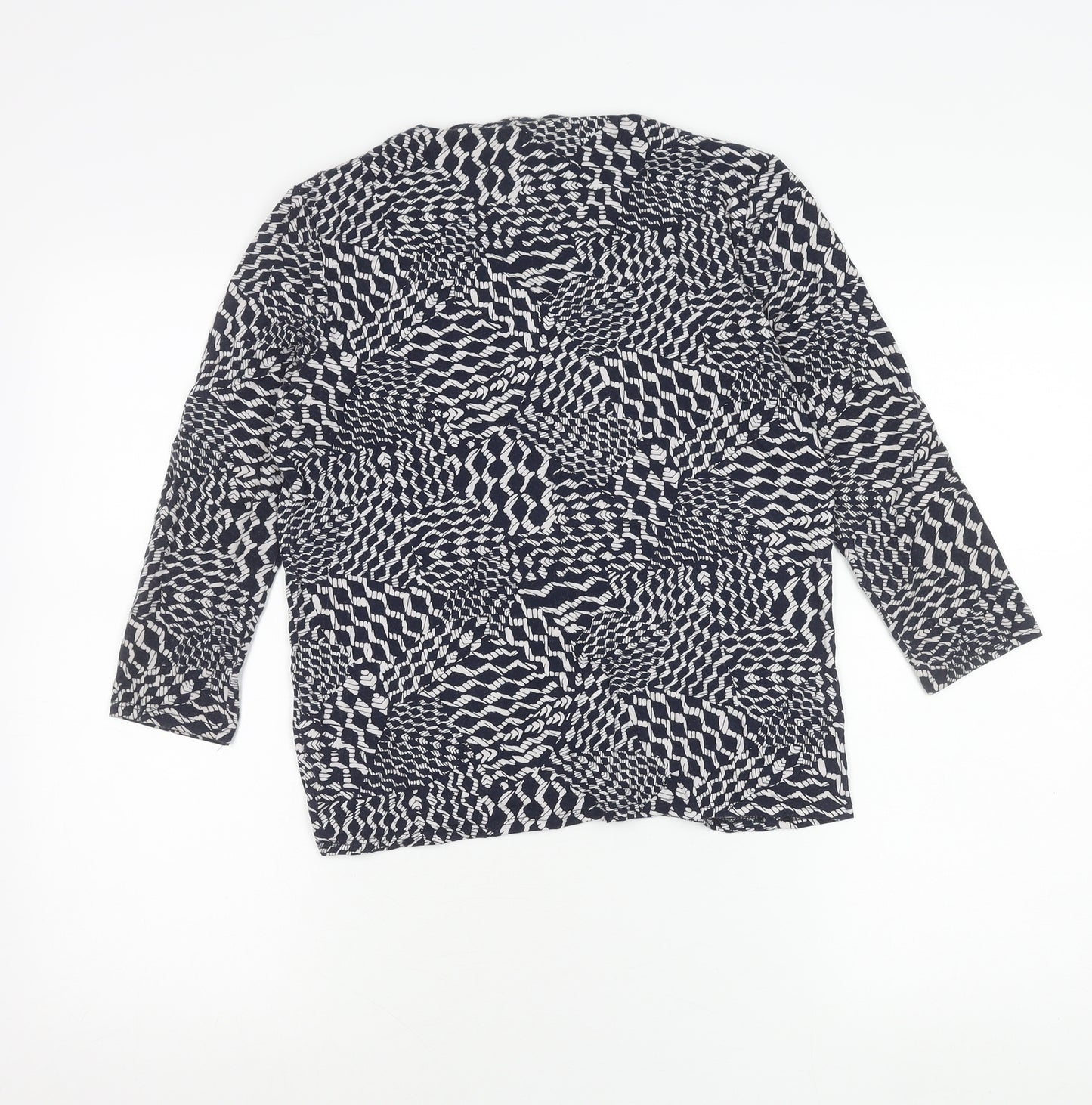 Viyella Womens Blue Geometric Print Tunic Blouse M Viscose 3/4 Sleeve