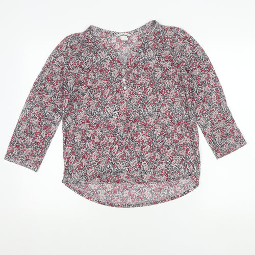 H&M Womens Multicoloured Floral Blouse Size S 3/4 Sleeve V-Neck