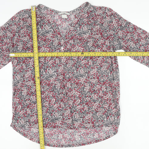 H&M Womens Multicoloured Floral Blouse Size S 3/4 Sleeve V-Neck