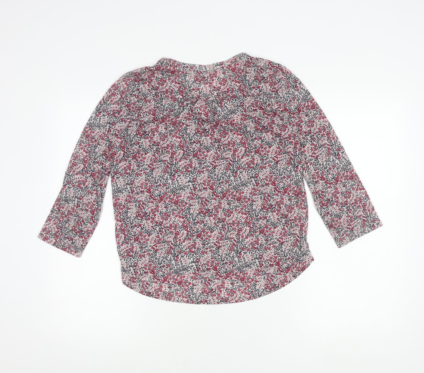 H&M Womens Multicoloured Floral Blouse Size S 3/4 Sleeve V-Neck