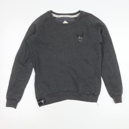 USHI Boys Grey Crew Neck Sweatshirt 10 Years Pullover Fleece Casual